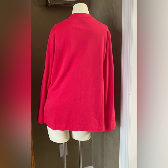 L. L. Bean women’s spring t-shirt cardigan pink hot/ fuchsia, size L Regular - Picture 4 of 11